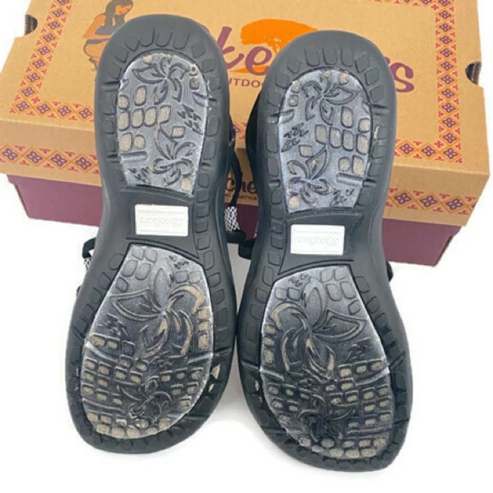 10 Skechers REGGAE slim Sandals Washable Vegan black white slip on water shoes - Picture 9 of 10